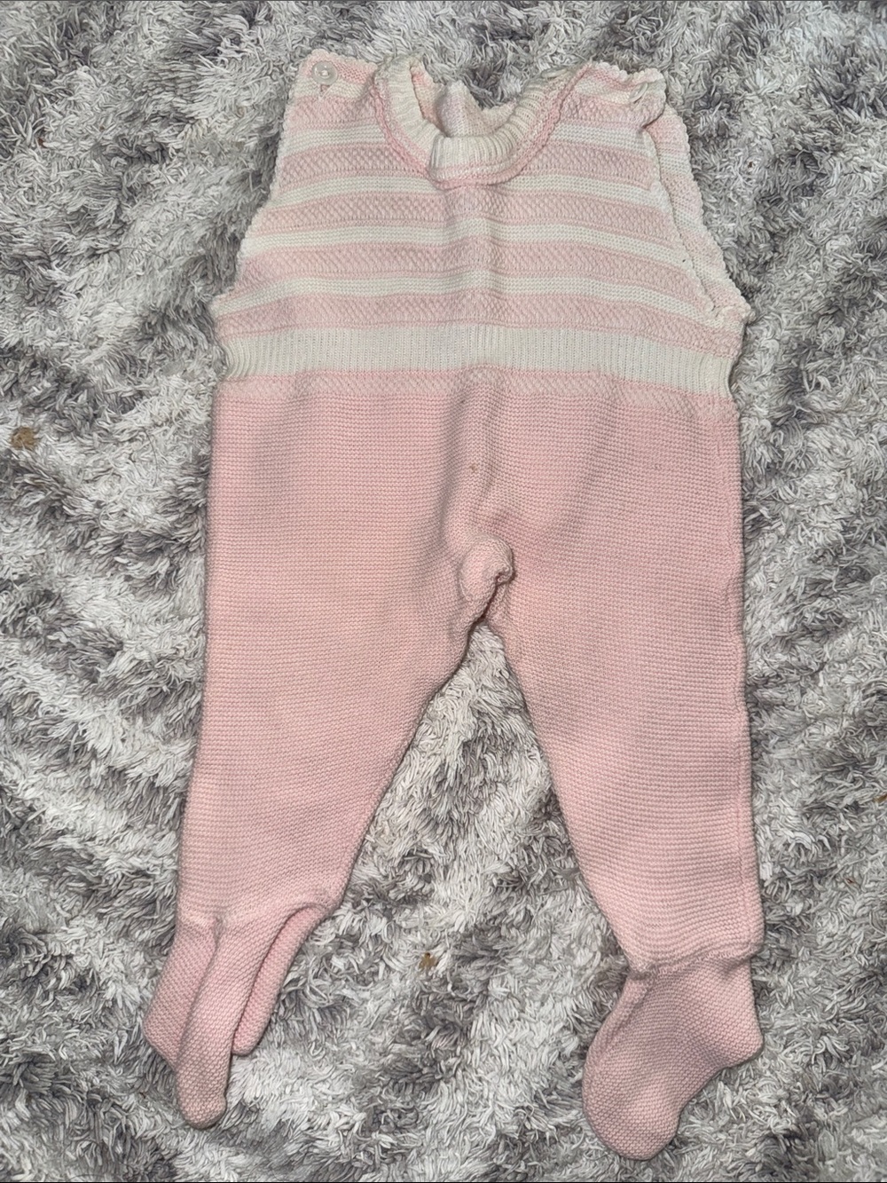 0/3m Pink Striped Knit Footed One-Piece for Baby girls - Soft Knit